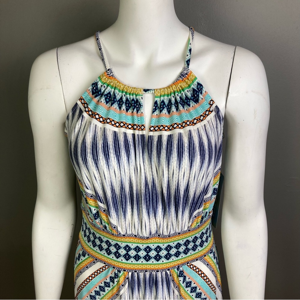 London Times maxi dress size 8 NWT Southwestern halter longline sleek Cleopatra - Picture 4 of 15